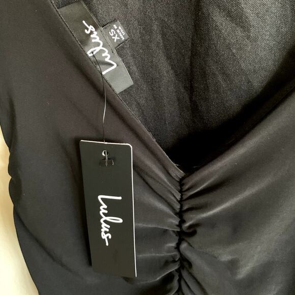 Lulus Black Ruched Open Back Long Sleeve Mini Dress Size XS NWT - Picture 3 of 16